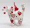 Ceramic Whisker Cat Ornament - Red And Pink Heart, Home Décor, Gift for Her, Gift for Mom, Romantic Decor, Cat Lovers Gift, Pet Loss Gift